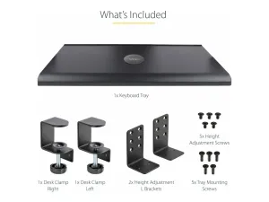 StarTech .com Under-Desk Keyboard Tray, Clamp-on Keyboard Holder, Supports up to 12kg (26.5lb), Sliding Keyboard and Mouse Drawer with C-Clamps, Height Adjustable Keyboard Tray - miniature 1