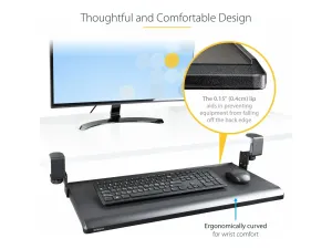 StarTech .com Under-Desk Keyboard Tray, Clamp-on Keyboard Holder, Supports up to 12kg (26.5lb), Sliding Keyboard and Mouse Drawer with C-Clamps, Height Adjustable Keyboard Tray - miniature 2