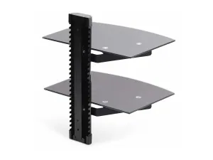 StarTech .com Dual Floating Wall-Mounted AV Shelves, Adjustable Height Shelf For Under TV, Organize A/V Equipment On Black Tempered Glass Shelves - miniature 4