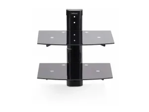 StarTech .com Dual Floating Wall-Mounted AV Shelves, Adjustable Height Shelf For Under TV, Organize A/V Equipment On Black Tempered Glass Shelves - miniature 1