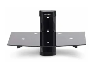 StarTech .com Floating Wall-Mounted AV Shelf, Adjustable Height Shelf For Under TV, Organize A/V Equipment On Black Tempered Glass Shelf - miniature 1