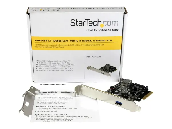 Startech Carte contrôleur PCI Express à 2 ports USB 3.1 (10 Gb/s)