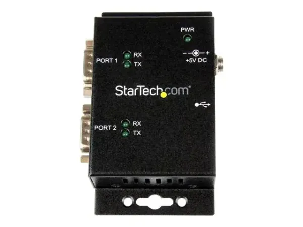 StarTech .com Hub adaptateur industriel USB vers série 2 ports à fixation murale avec clips de rail DIN