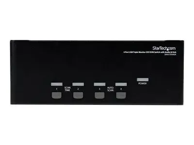 StarTech.com Switch Commutateur KVM USB 4 ports Sortie Vidéo DVI et Audio HUB USB 2.0  3 Ecrans Clavier Souris