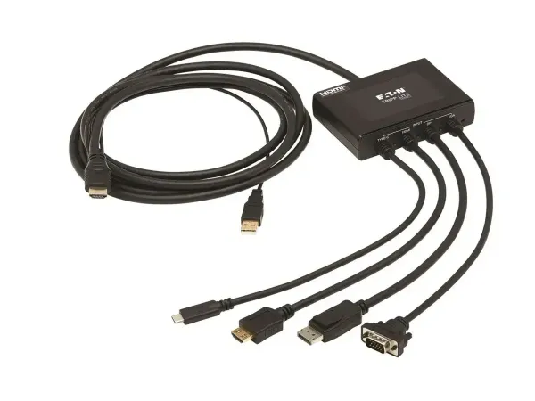 Eaton Tripp Lite Series Multiport Presentation Adapter, 4K 60Hz w HDR, 4x1, HDMI/DisplayPort/USB-C/VGA to HDMI, HDCP2.2, PD Charge, 8ft