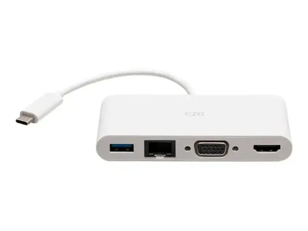 C2G USB C to HDMI, VGA, USB A & RJ45 Adapter