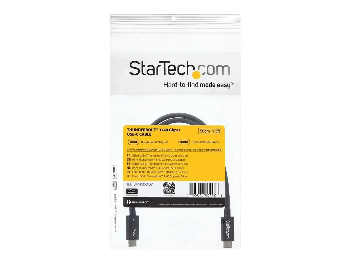 StarTech Câble Thunderbolt 3 (20 Gb/s) USB-C de 2 m