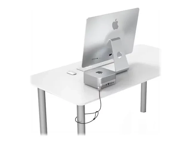 Compulocks Mac Studio Adaptateur de verrouillage Ledge avec câble antivol à clé argenté