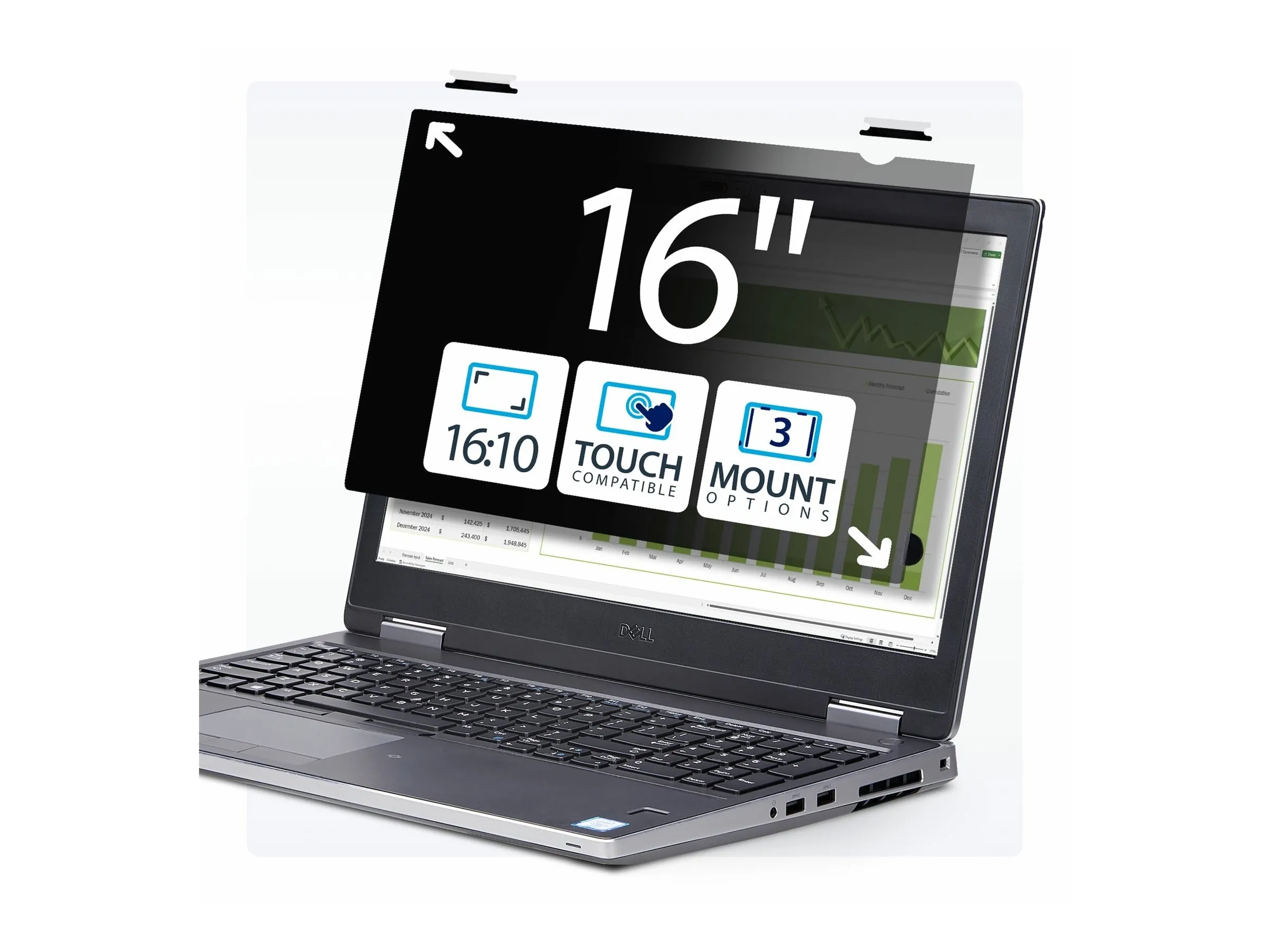 StarTech.com Filtre de Confidentialité Tactile de 16" 16:10, Rabattable