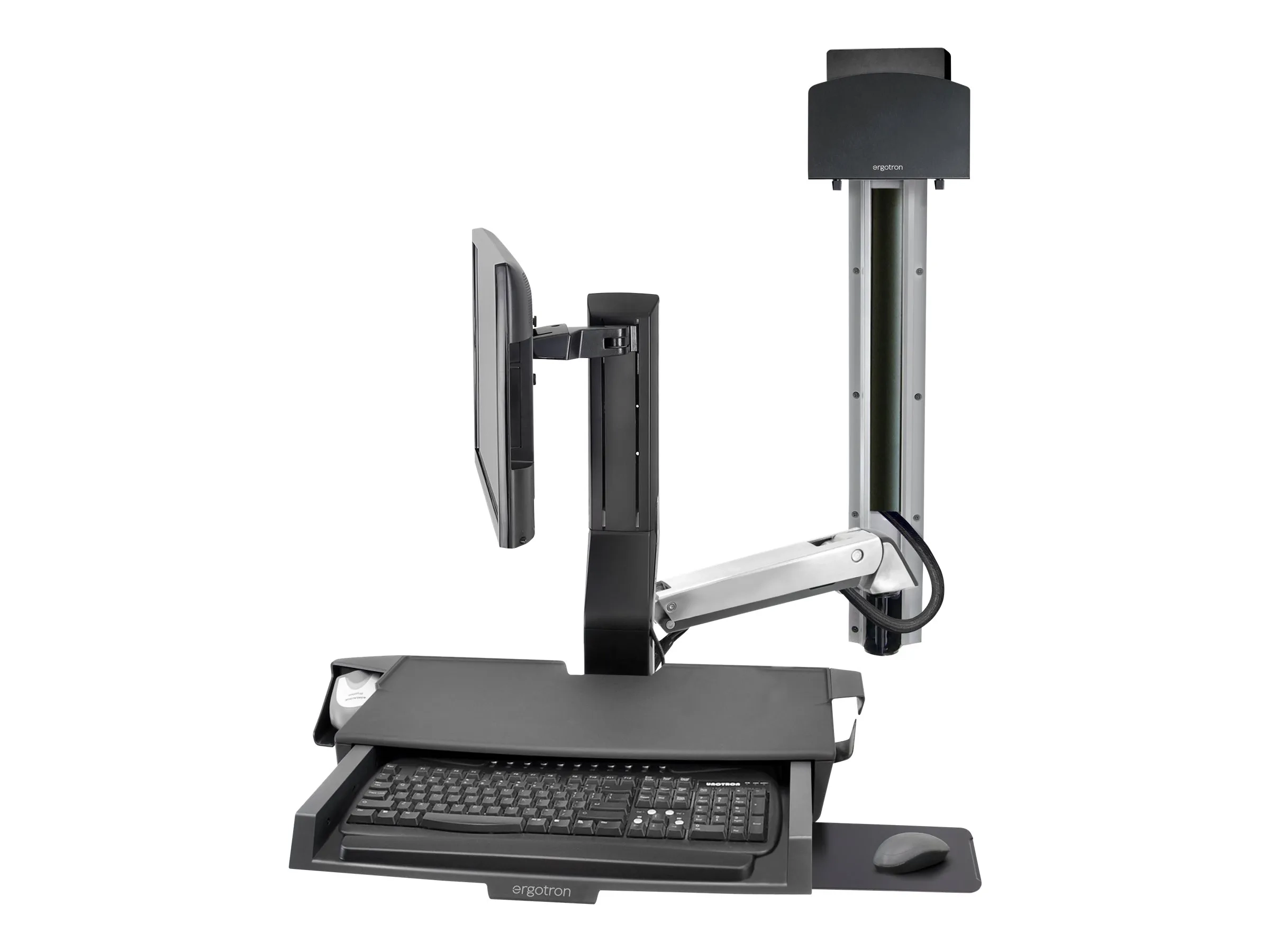 Ergotron SV Combo System with Worksurface & Pan, Small CPU Holder