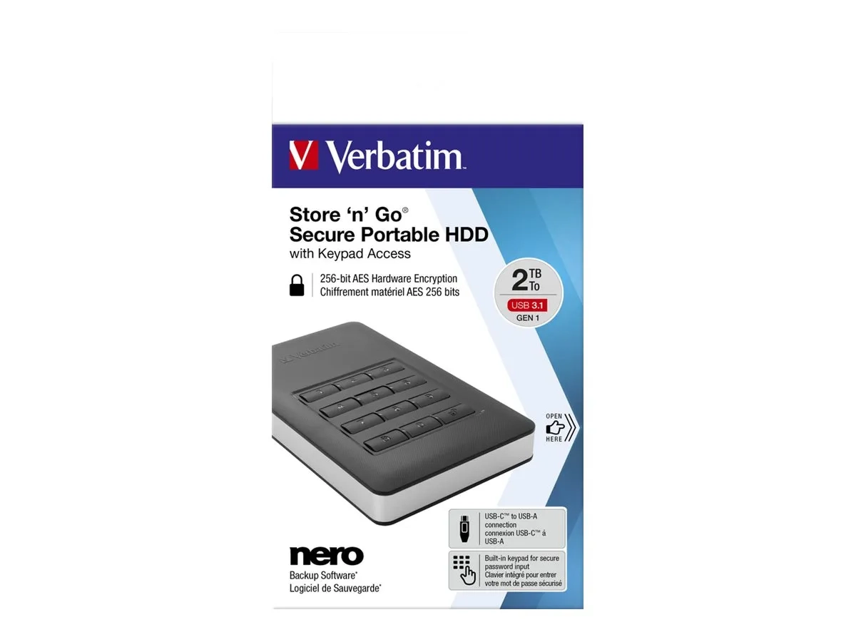 Verbatim Store 'n' Go Secure Portable HDD with Keypad Access