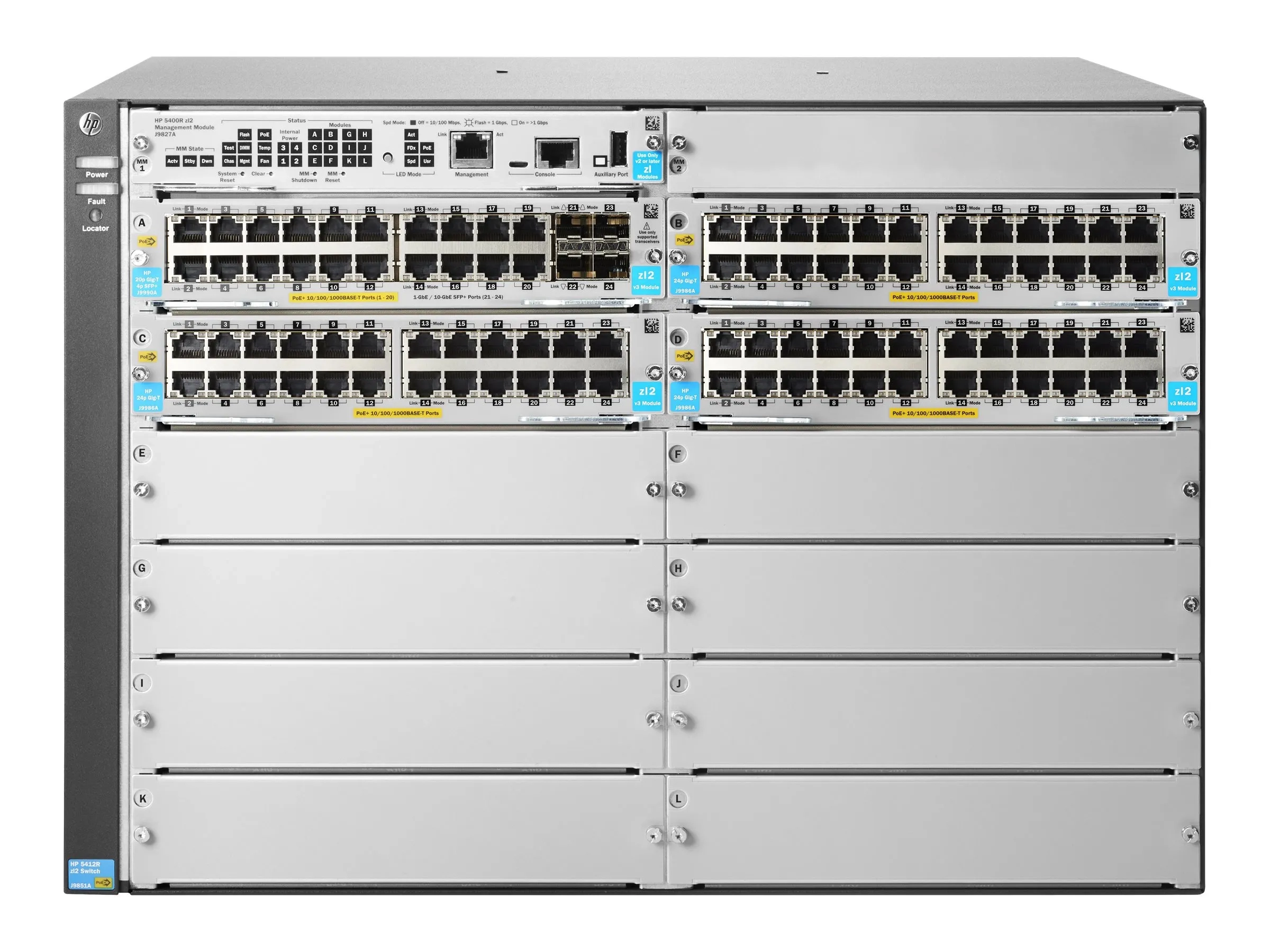 HPE Aruba 5412R 92GT PoE+ / 4SFP+ (No PSU) v3 zl2