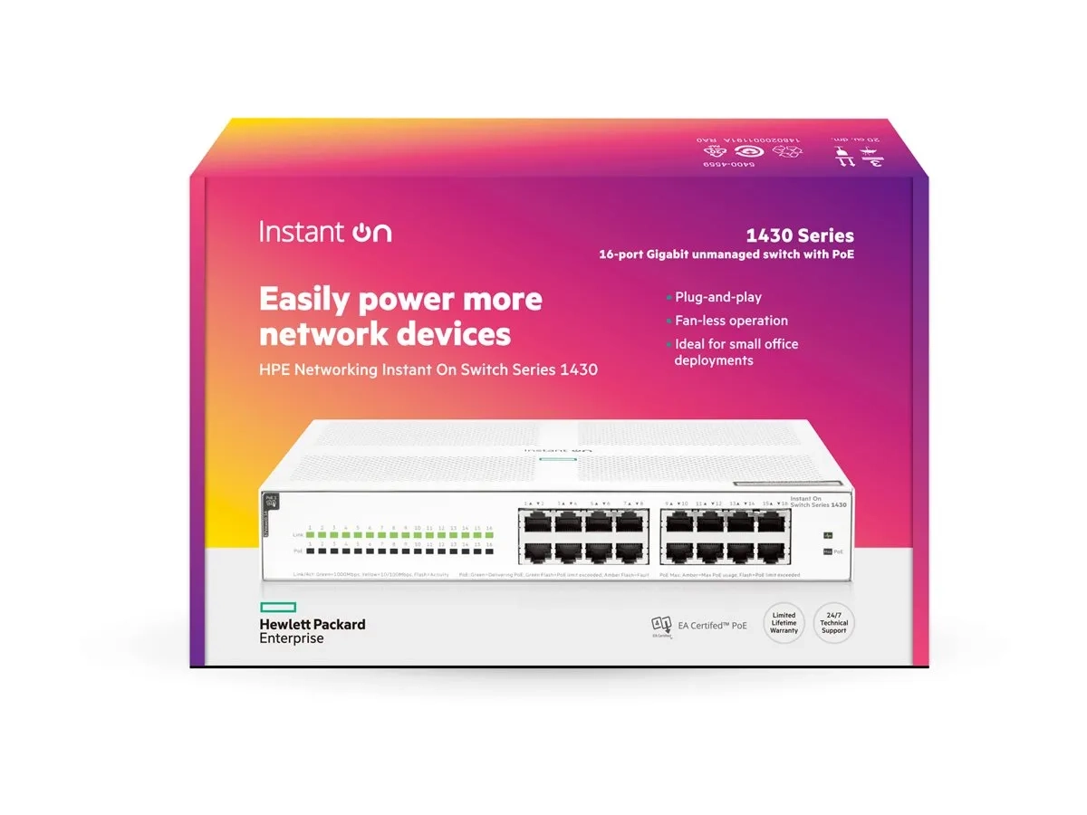 HPE Networking Instant On 1430 16G Class4 PoE 124W Switch