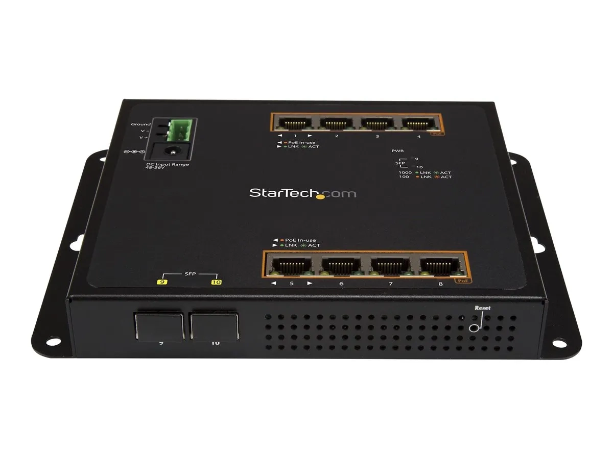 StarTech.com Switch Gigabit Ethernet géré à 8 ports PoE+ avec 2 connexions SFP