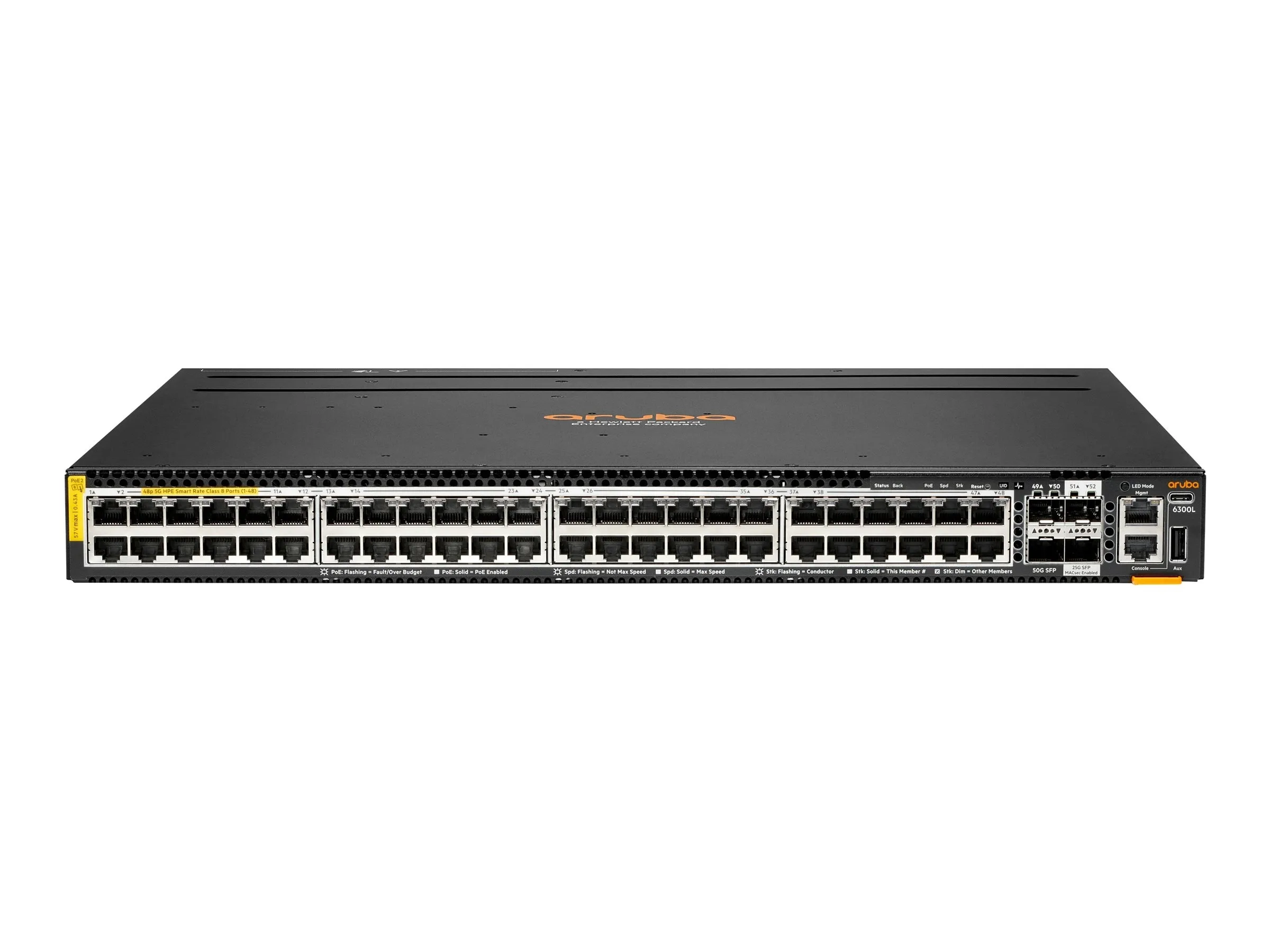 HPE Aruba Networking 6300L 48p Smart Rate 100M/1G/2.5G/5G CL8 2p SFP56 50G 2p SFP28 25G L2 Switch