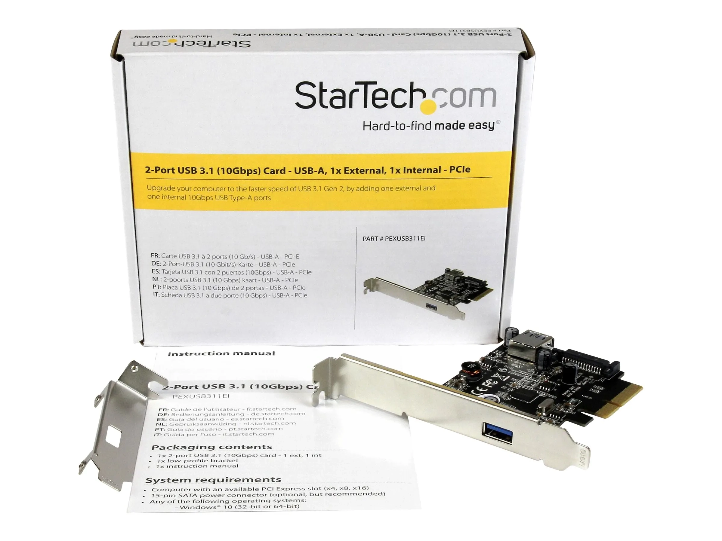 StarTech.com Carte contrôleur PCI Express à 2 ports USB 3.1 (10 Gb/s)