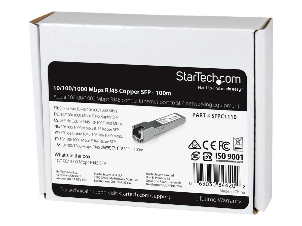 StarTech.com Module de transcepteur SFP Gigabit RJ45 en cuivre compatible Cisco SFP