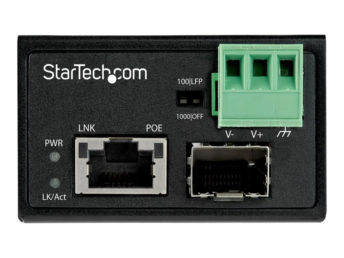 StarTech.com Convertisseur Fibre RJ45 PoE+ Industriel 30W