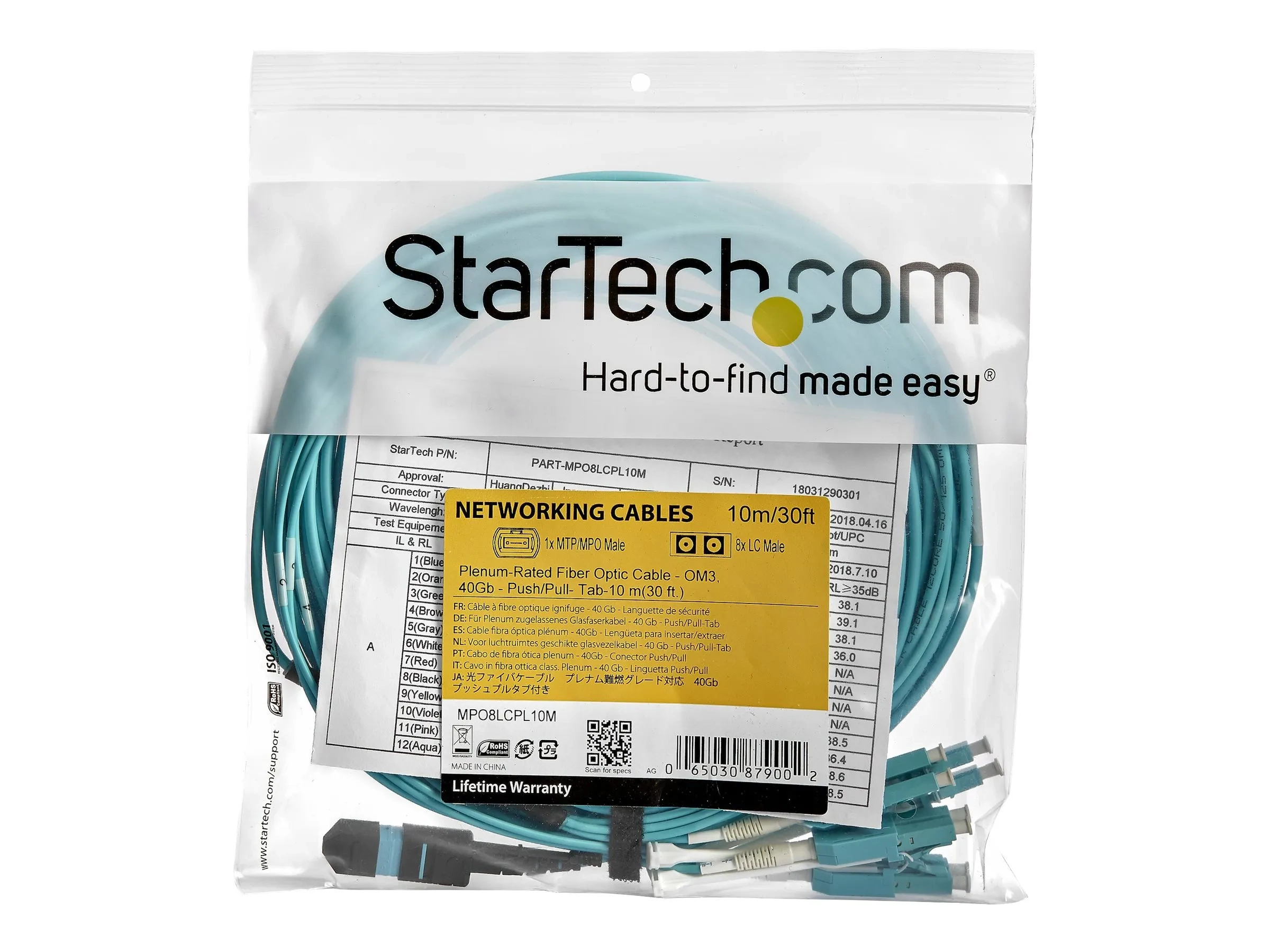 StarTech.com MTP to LC Breakout Cable