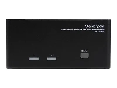 StarTech.com Switch commutateur KVM triple affichage DVI à 2 ports avec audio et hub USB 2.0