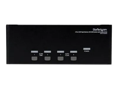 StarTech.com Switch Commutateur KVM USB 4 ports Sortie Vidéo DVI et Audio HUB USB 2.0  3 Ecrans Clavier Souris