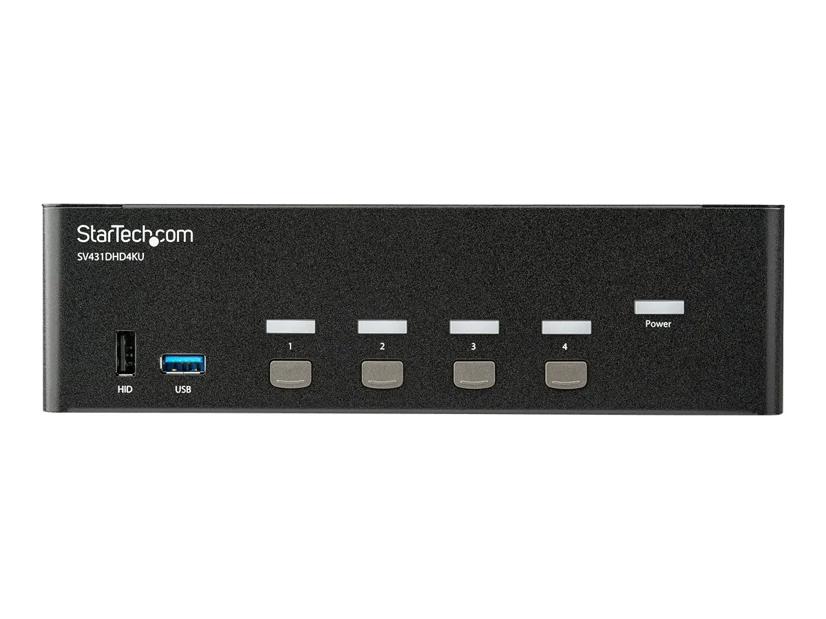 StarTech.com Switch KVM double affichage HDMI 4K 30 Hz à 4 ports avec hub USB intégré