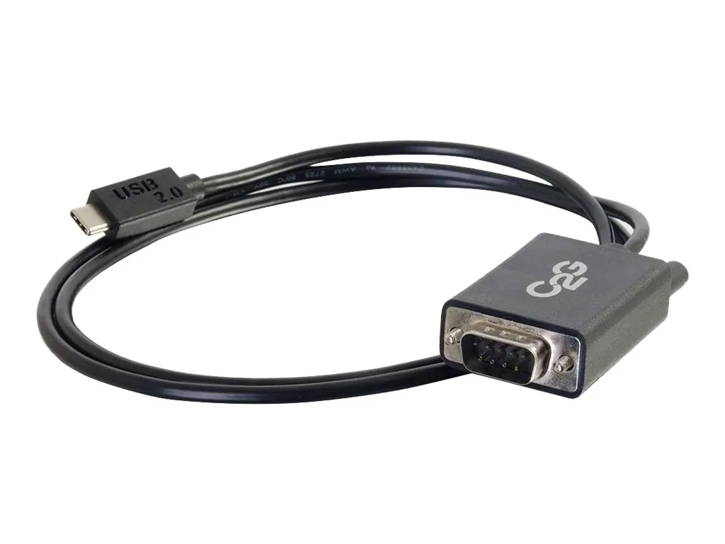 C2G USB 2.0 USB C to DB9 Serial RS232 Adapter Cable Black