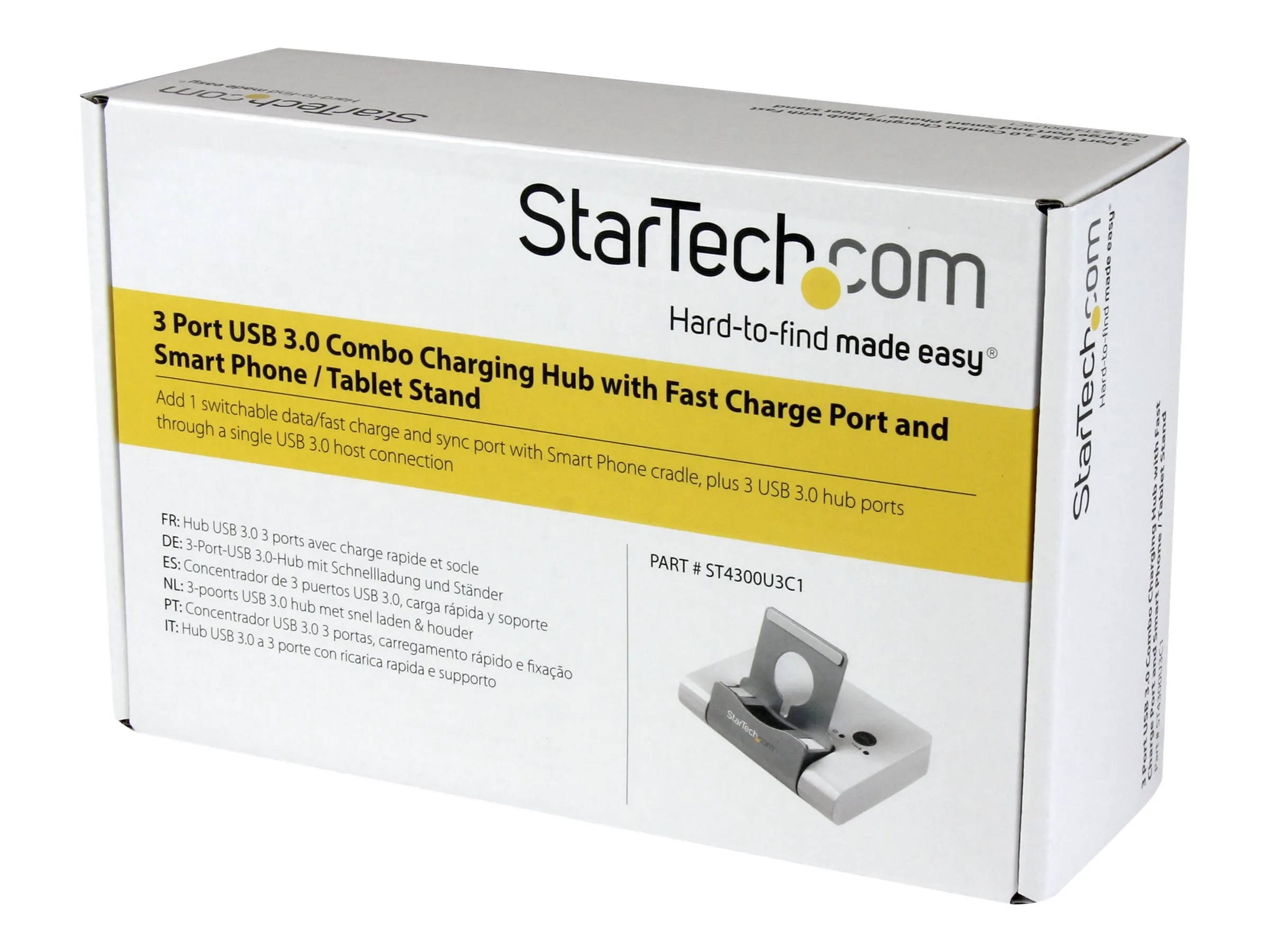 StarTech.com Hub USB 3.0 à 3 ports plus 1 port charge rapide