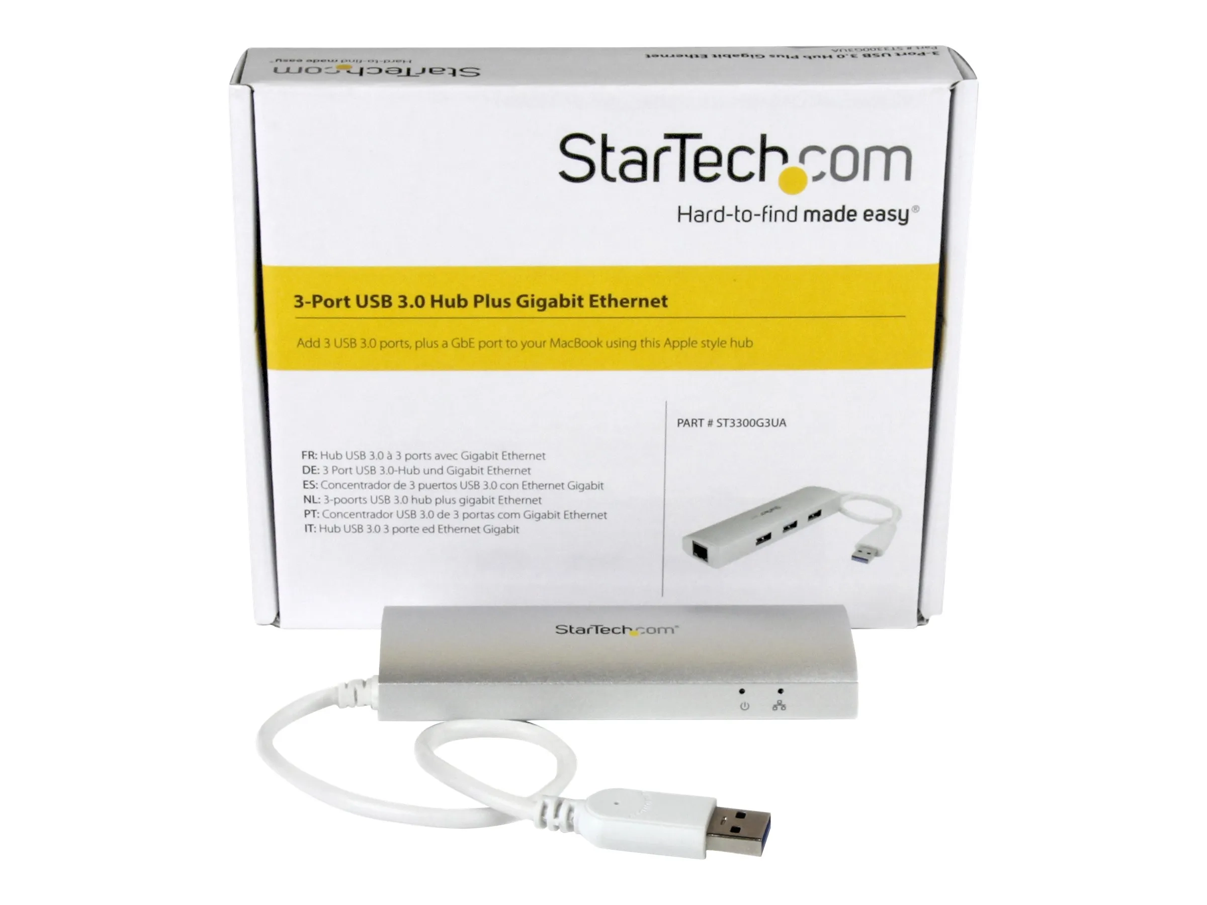StarTech.com Hub USB 3.0 portable à 3 ports avec Gigabit Ethernet