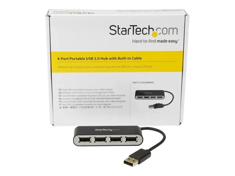 StarTech.com Hub USB 2.0 portable à 4 ports avec câble intégré