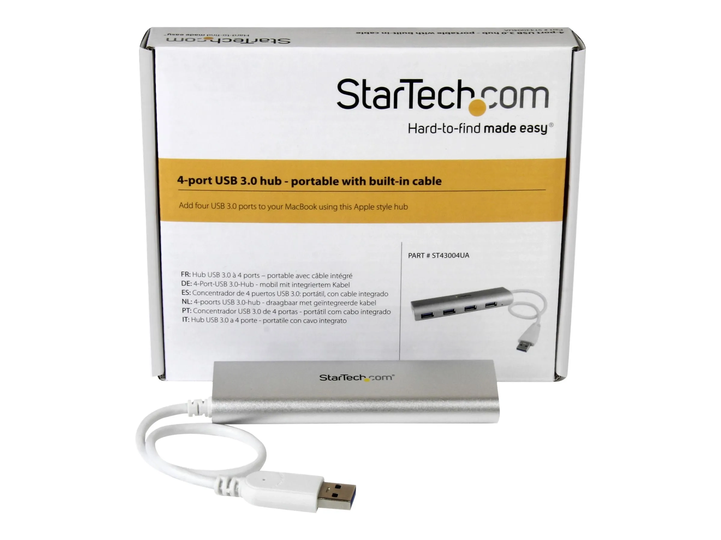 StarTech.com Hub USB 3.0 compact à 4 ports avec câble intégré