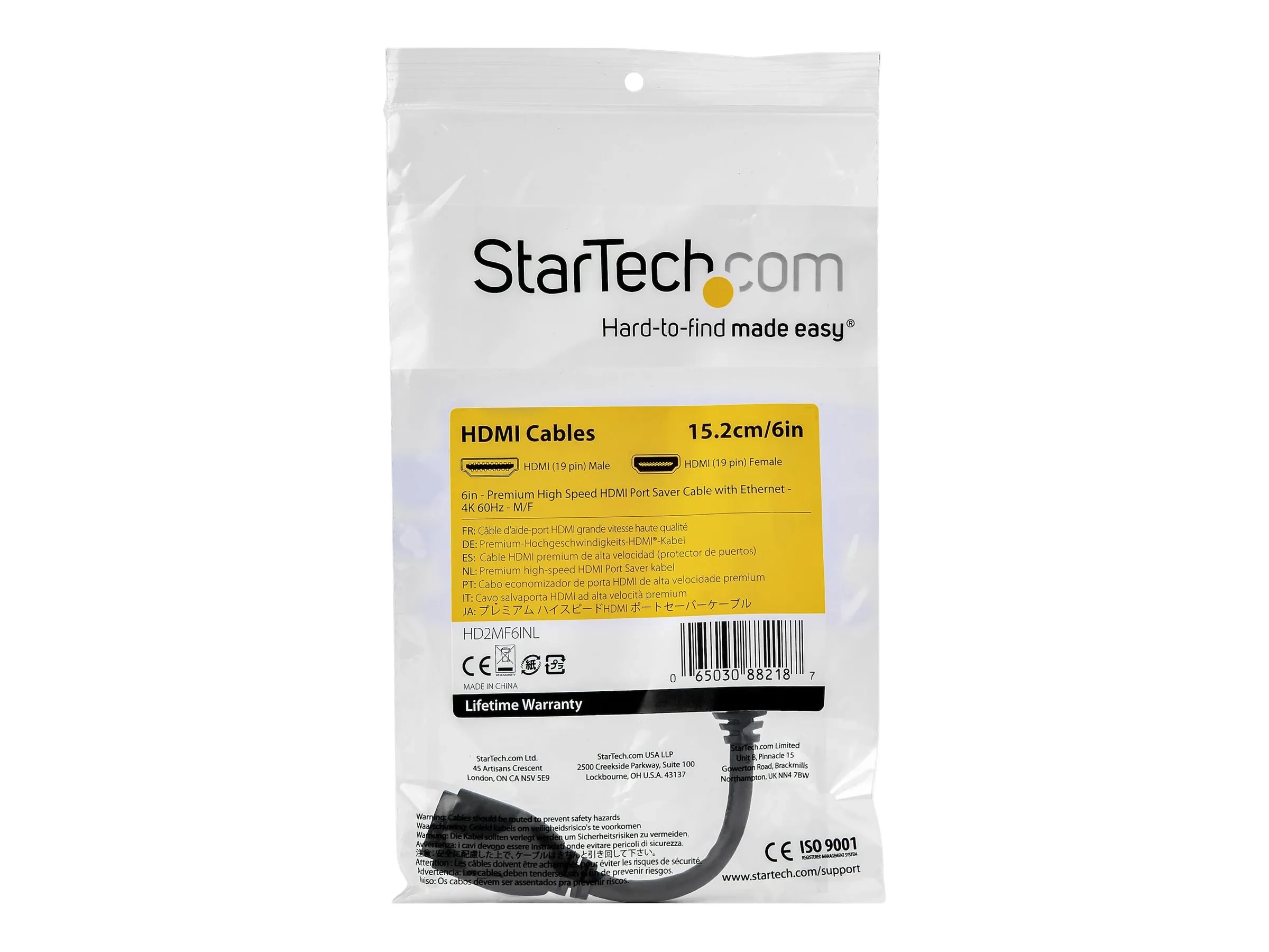 StarTech.com Câble d'extension HDMI® mâle à femelle | Connecteur de préhension | HDR | Garantie à vie