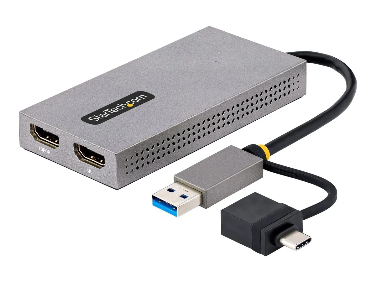 StarTech.com Adaptateur USB vers Double HDMI, USB A/C, 1x4K30Hz/1x1080p