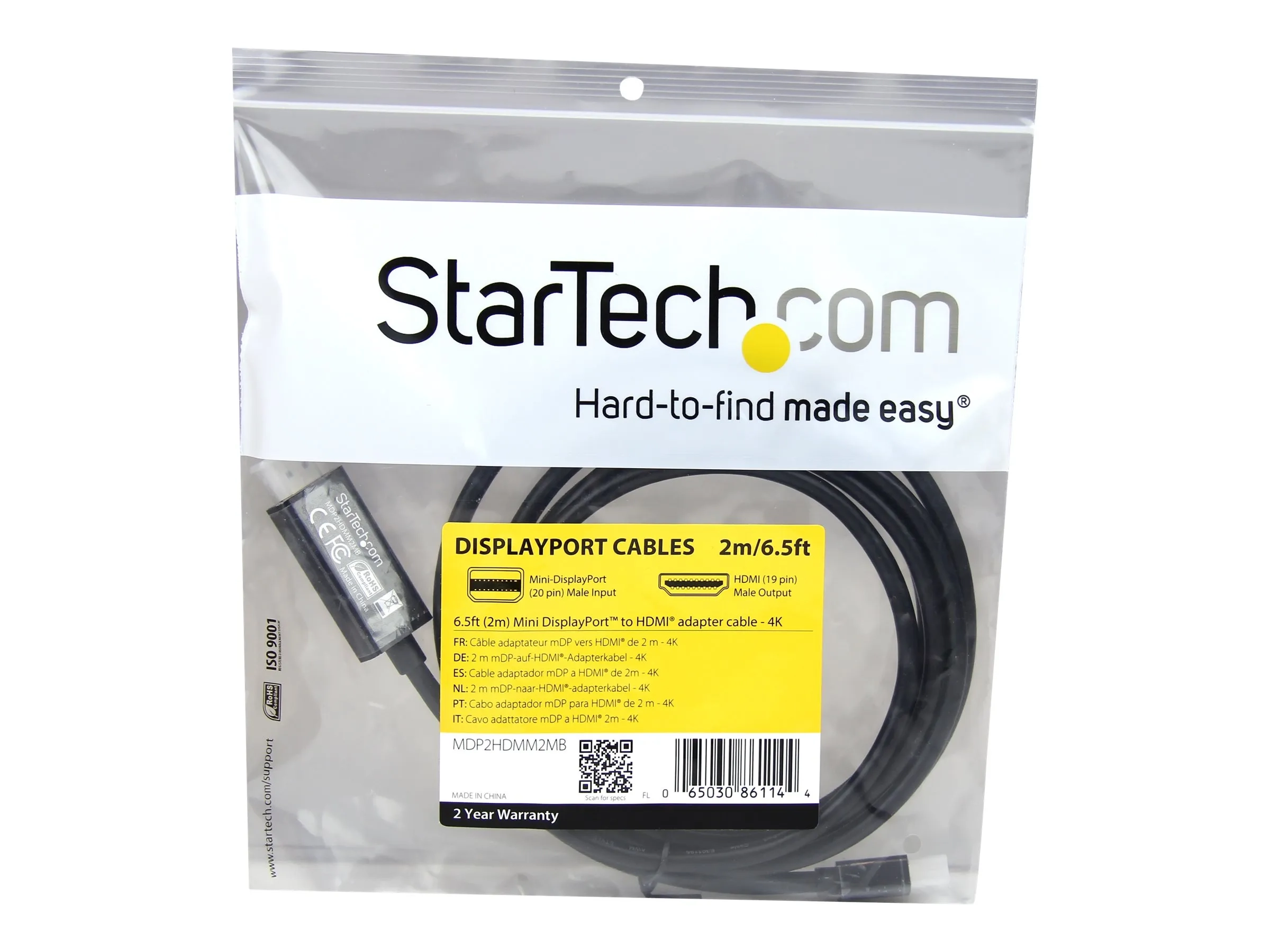 StarTech.com Câble adaptateur Mini DisplayPort vers HDMI de 2 m