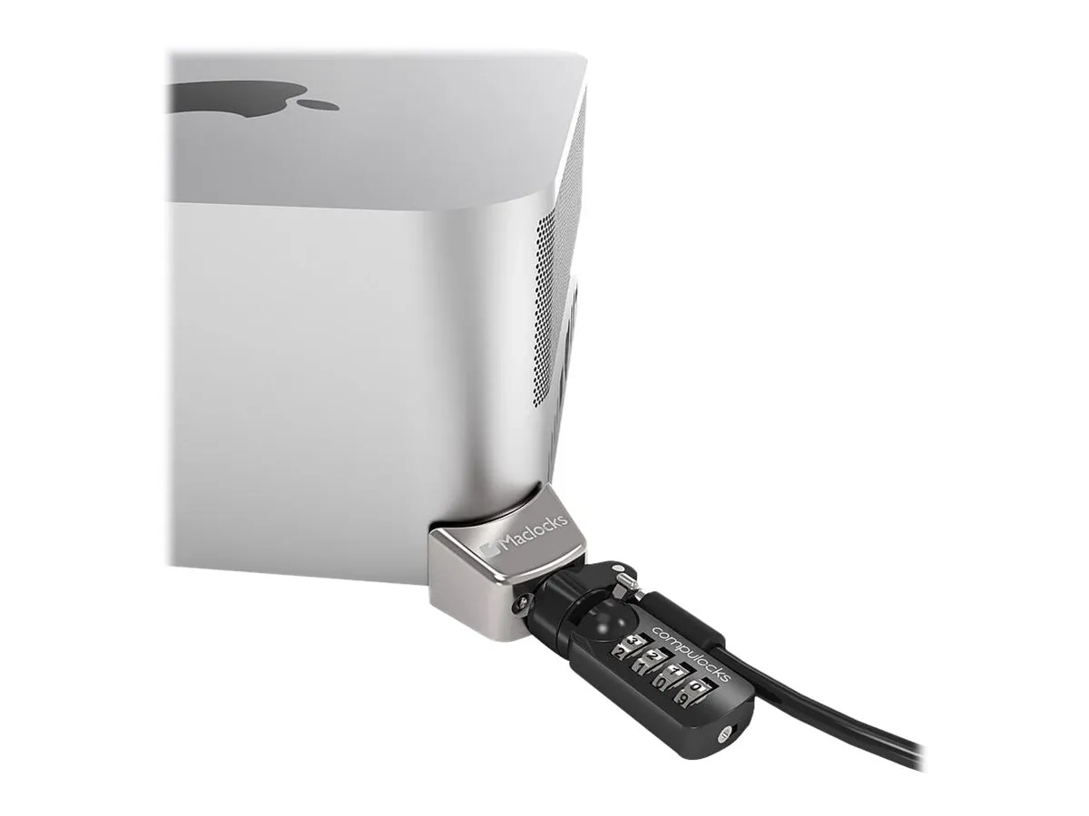 Compulocks Mac Studio Adaptateur de verrouillage Ledge avec câble antivol à combinaison argent