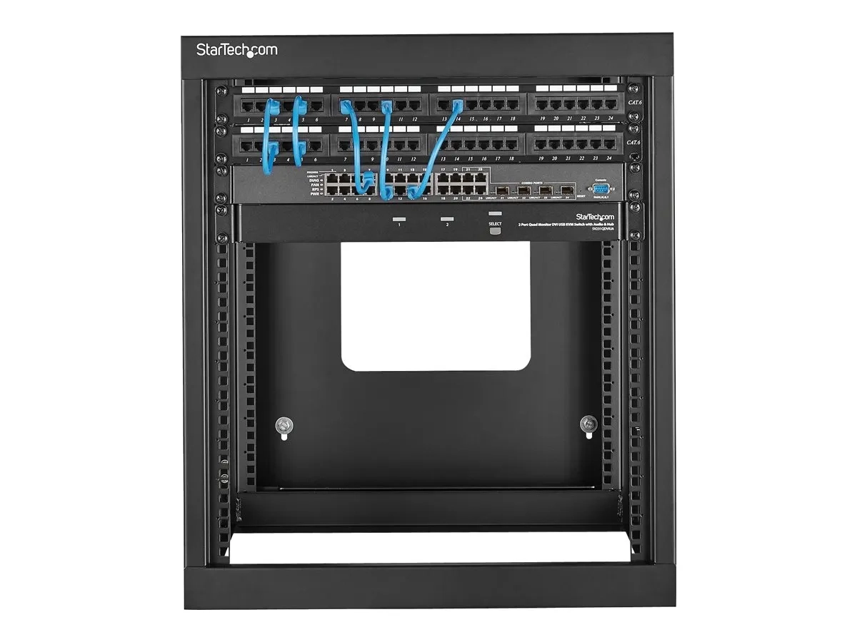 StarTech.com Rack Réseau Mural 12U à 4 Montants, Rack Serveur à Charnières 19" avec Profondeur de Montage 19.8", Rack de Données Mural pour IT/AV/Panneau de Patch/Equipement IT