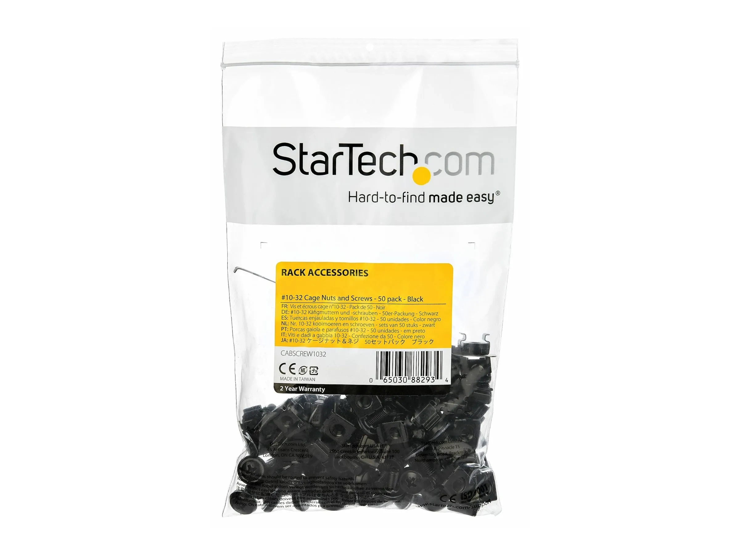 StarTech.com Pack de 50 Écrous et Vis 10