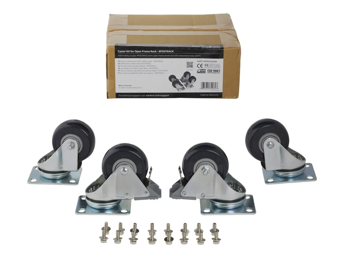 StarTech.com Kit de roulettes pivotantes pour rack serveur / armoire à cadre ouvert