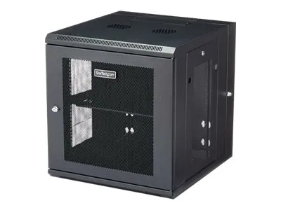 StarTech.com Armoire Réseau Murale à 4 Montants 12U avec Étagère 1U, Armoire Serveur Murale 19" à Charnières pour Équipement IT/AV/Électronique/Ordinateur, Armoire Rack Ventilée Flexible