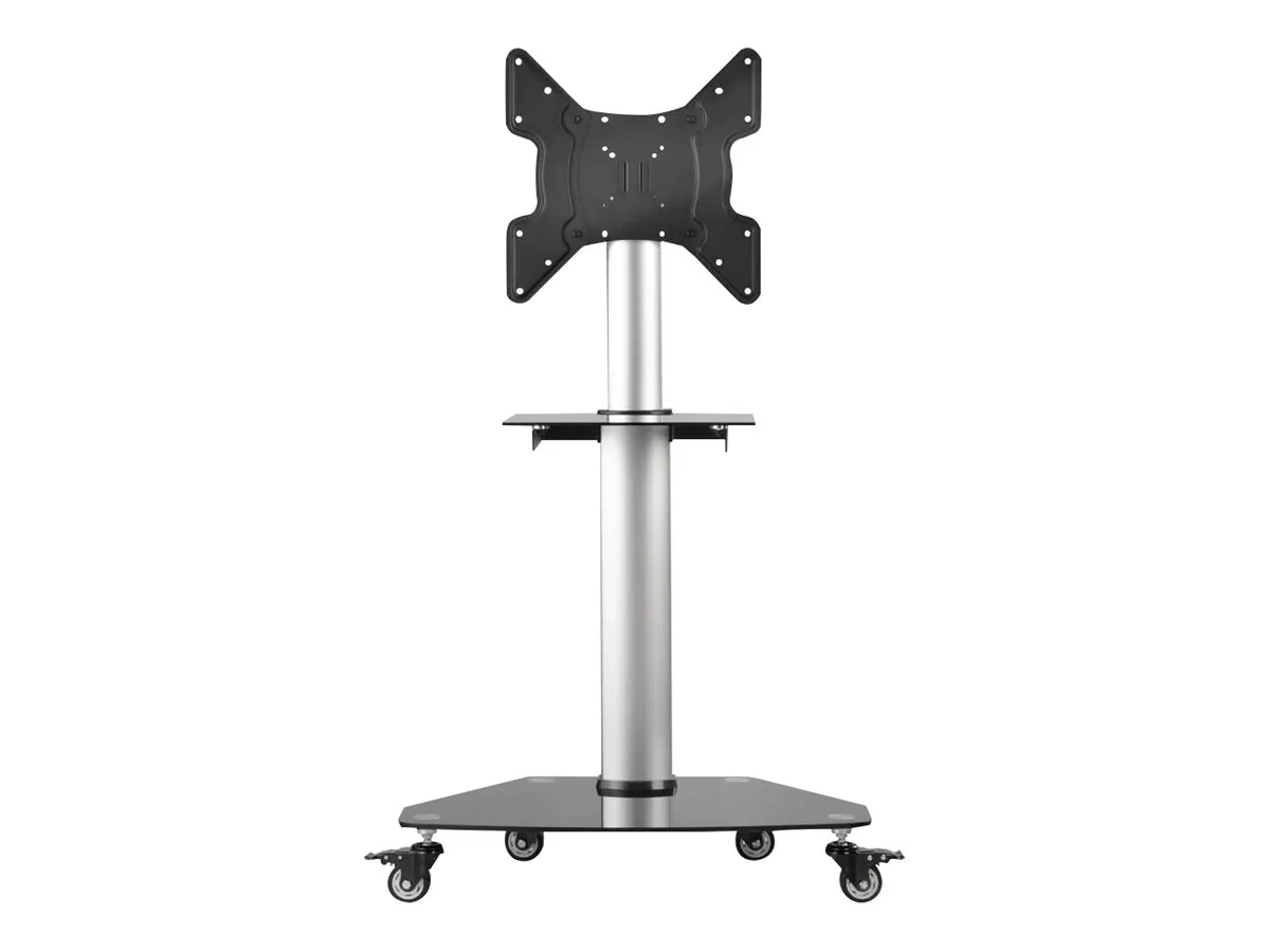 Eaton Tripp Lite Series Premier Rolling TV Cart for 32" to 55" Displays, Black Glass Base and Shelf, Locking Casters