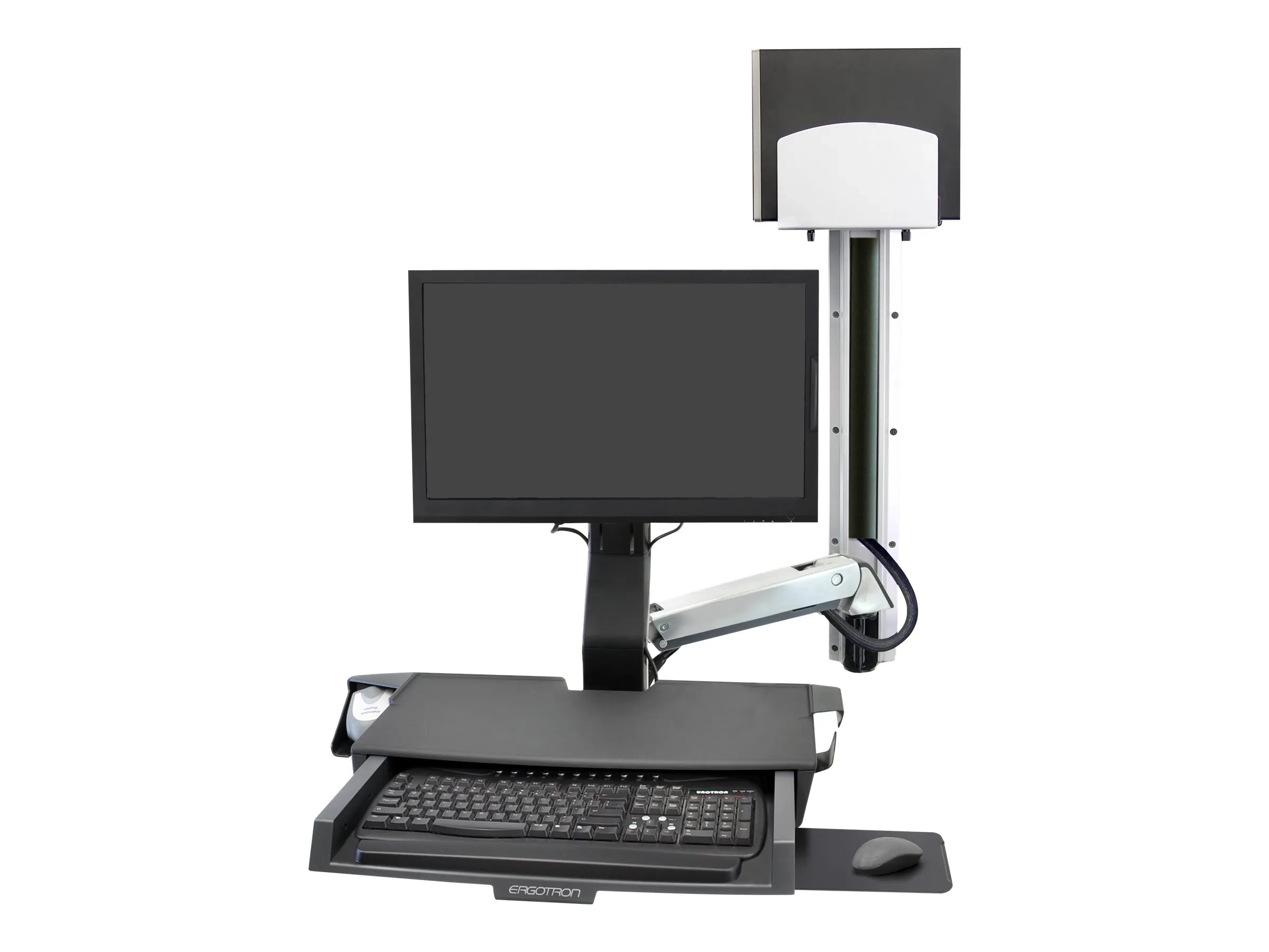 Ergotron SV Combo System with Worksurface & Pan, Medium CPU Holder
