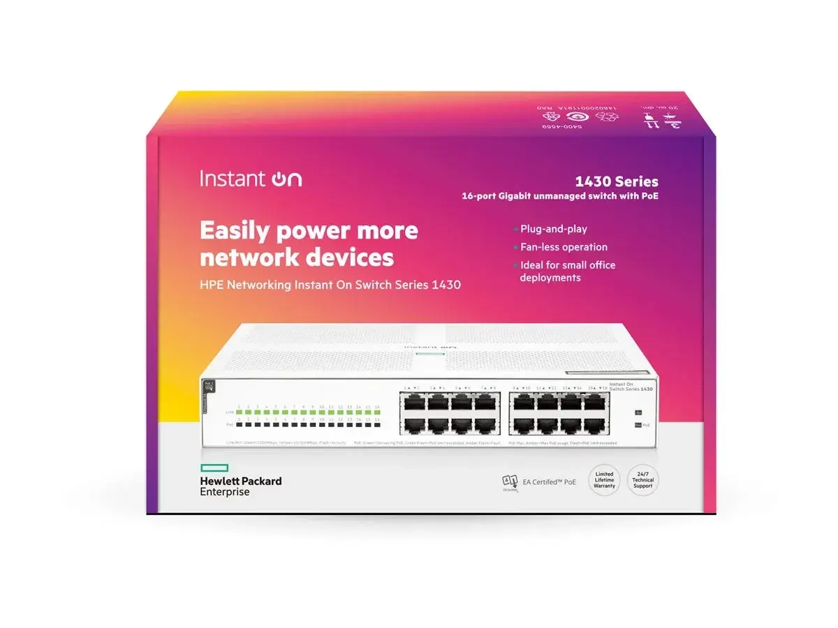 HPE Networking Instant On 1430 16G Class4 PoE 124W Switch