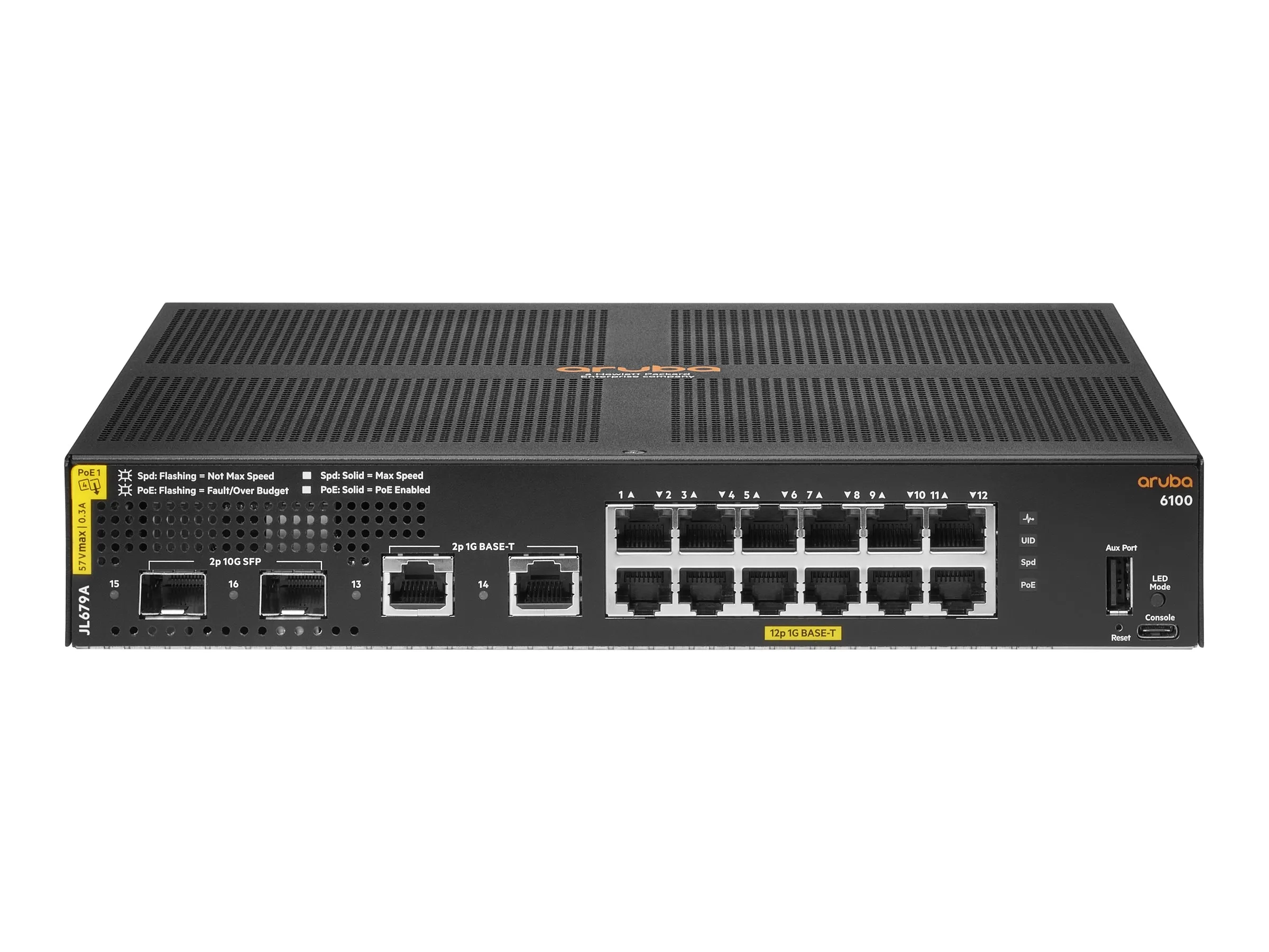 HPE Aruba 6100 12G Class4 PoE 2G/2SFP+ 139W Switch
