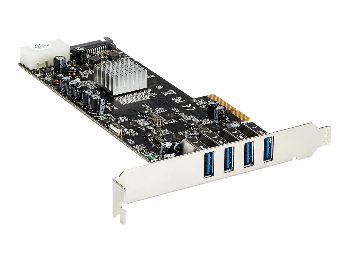 StarTech.com Carte contrôleur PCI Express à 4 ports USB 3.0 avec 4 voies dédiées de 5 Gb/s, UASP et alimentation SATA / LP4