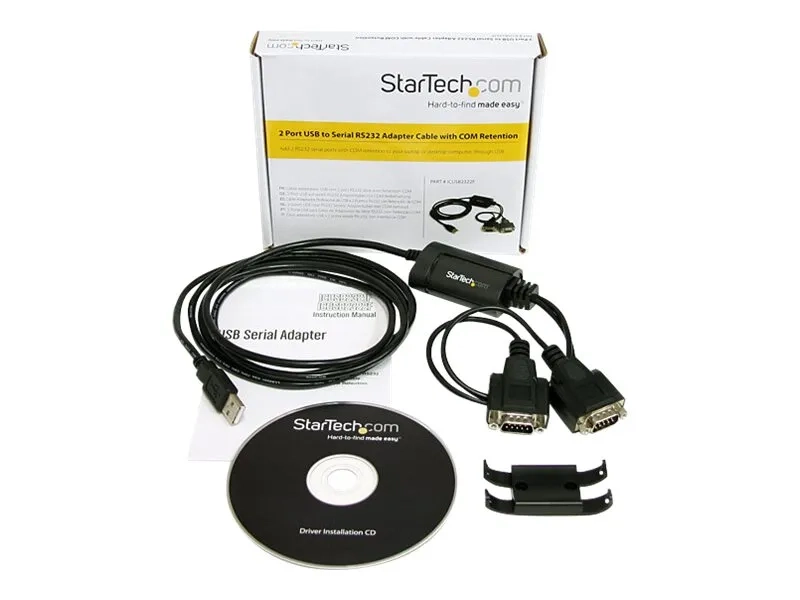 StarTech.com Câble adaptateur FTDI USB vers série RS232 2 ports avec mémorisation du port de communication