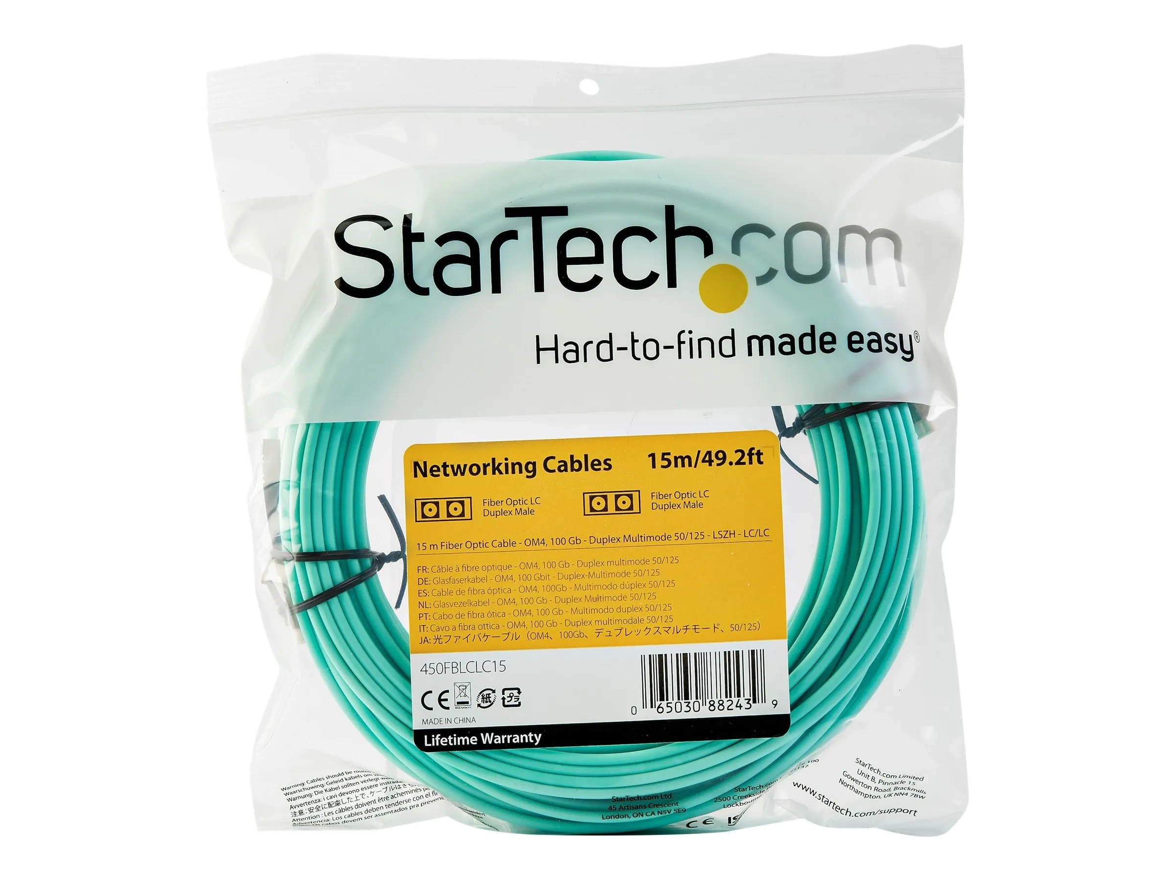 StarTech.com Câble Fibre Optique Multimode 15m LC/UPC à LC/UPC OM4 50/125