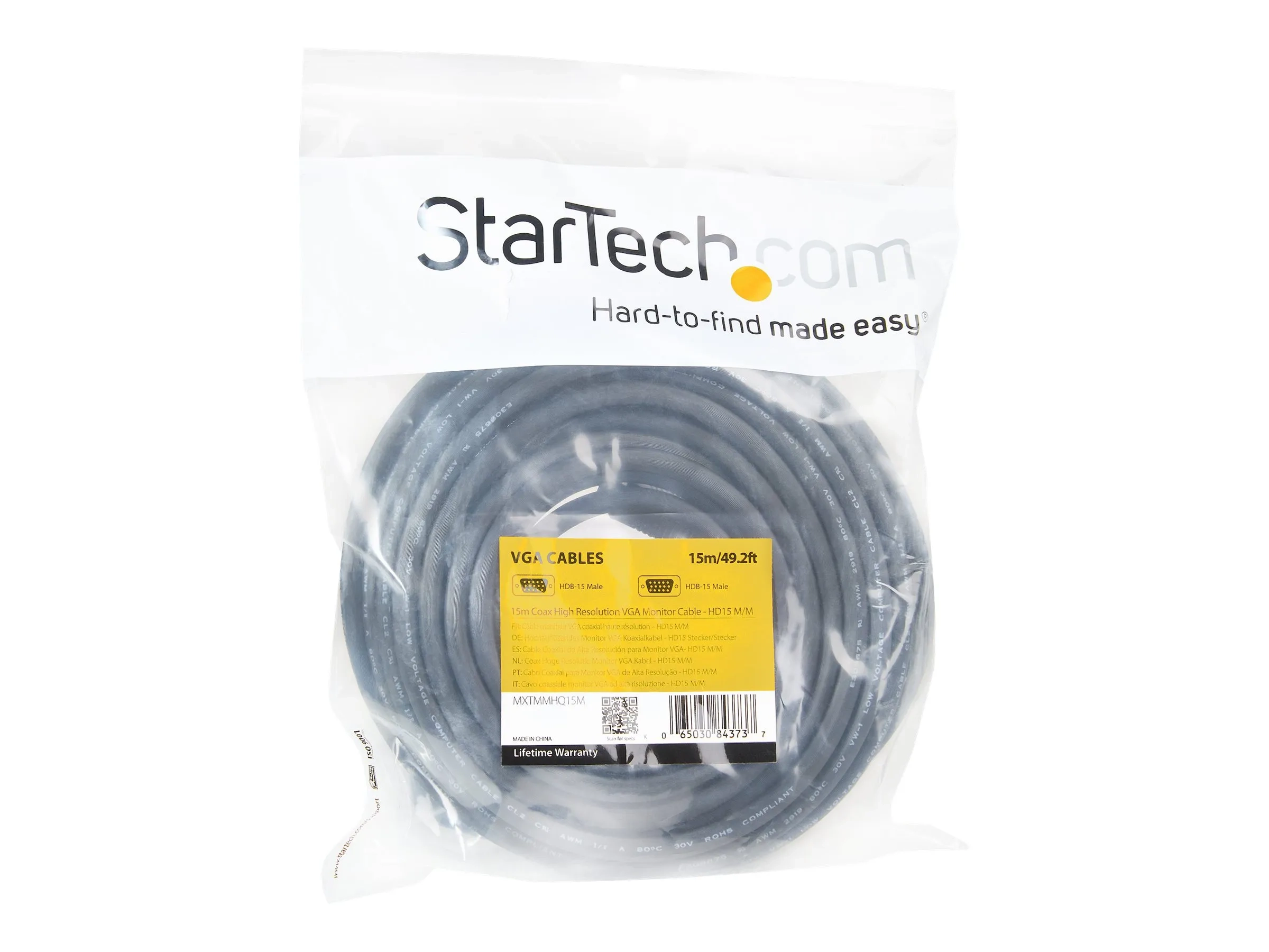 StarTech.com Câble VGA coaxial de 15 m HD15 pour écran haute résolution