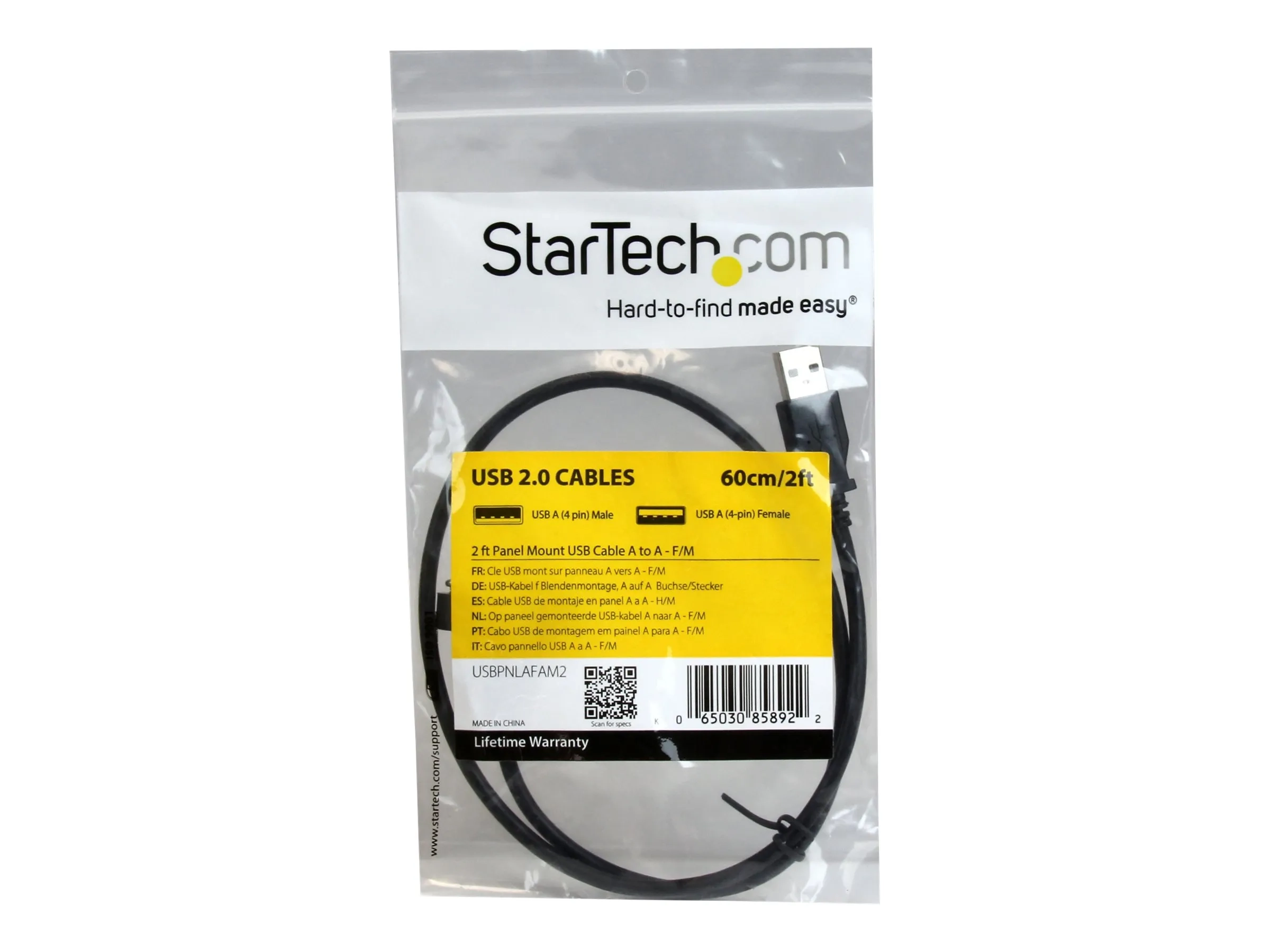 StarTech.com Câble USB 2.0 à montage sur panneau de 60cm