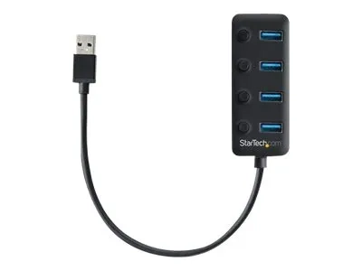 StarTech.com Hub USB 3.0 à 4 ports avec interrupteurs marche/arrêt pour chaque port USB