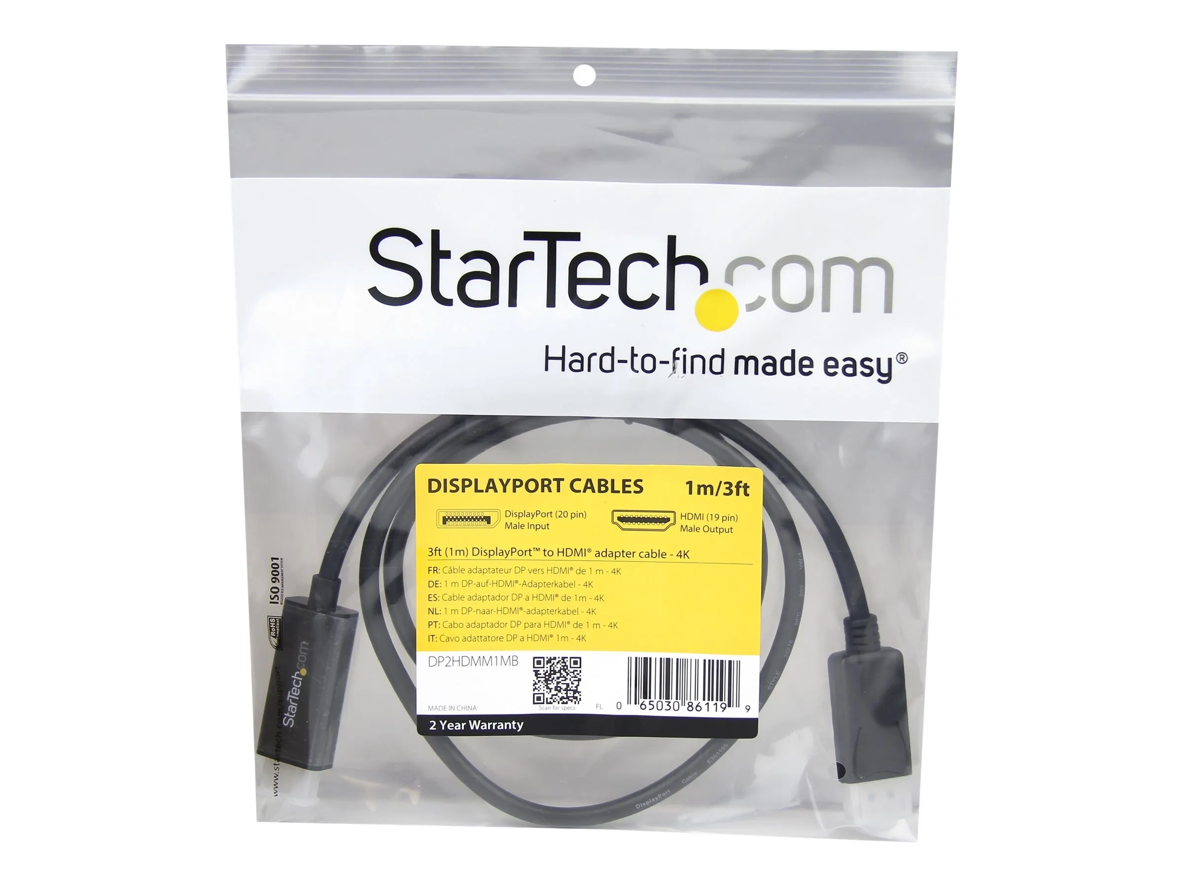 StarTech.com Câble adaptateur DisplayPort vers HDMI de 1 m
